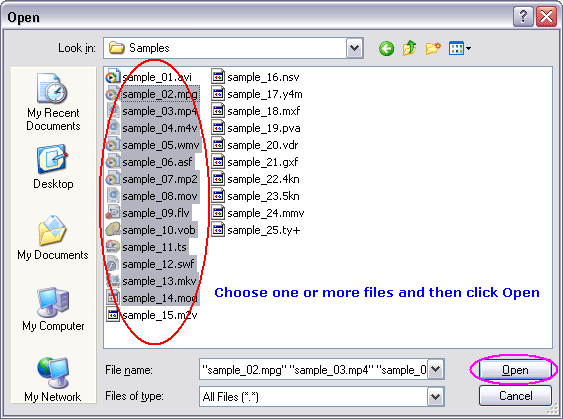 Choose one or more MPG files you want to convert