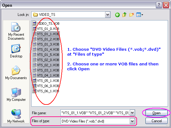 Choose one or more DVD files you want to convert